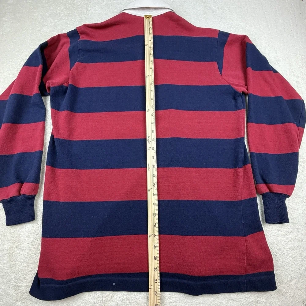 Vintage Canterbury Of New Zealand Rugby Jersey Red Navy Striped Long Sleeve-READ